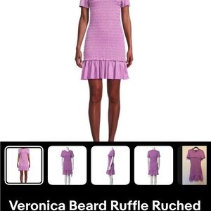 Veronica Beard Purple Ruffled Sheath Mini Dress